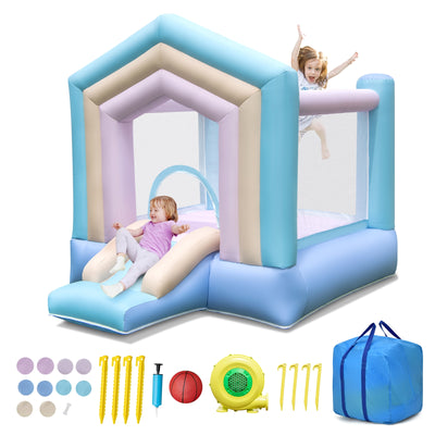 Kids Bounce House with Slide and Basketball Rim Bouncy Castle for Party with 480W Blower