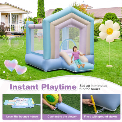 Kids Bounce House with Slide and Basketball Rim Bouncy Castle for Party with 480W Blower