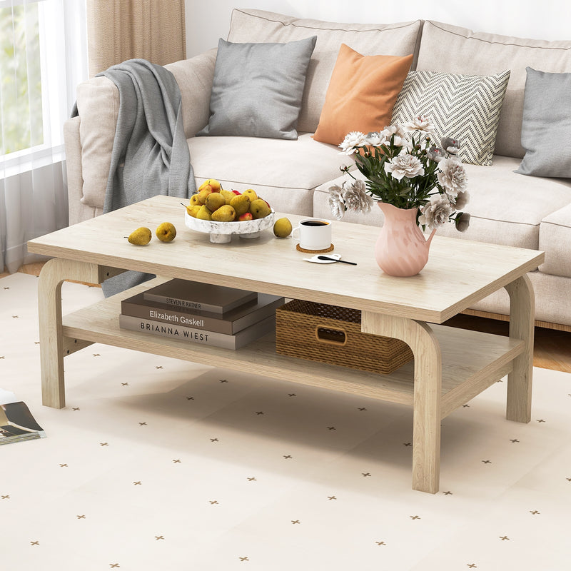 47 Inches Accent Rectangular Coffee Table for Living Room-Natural