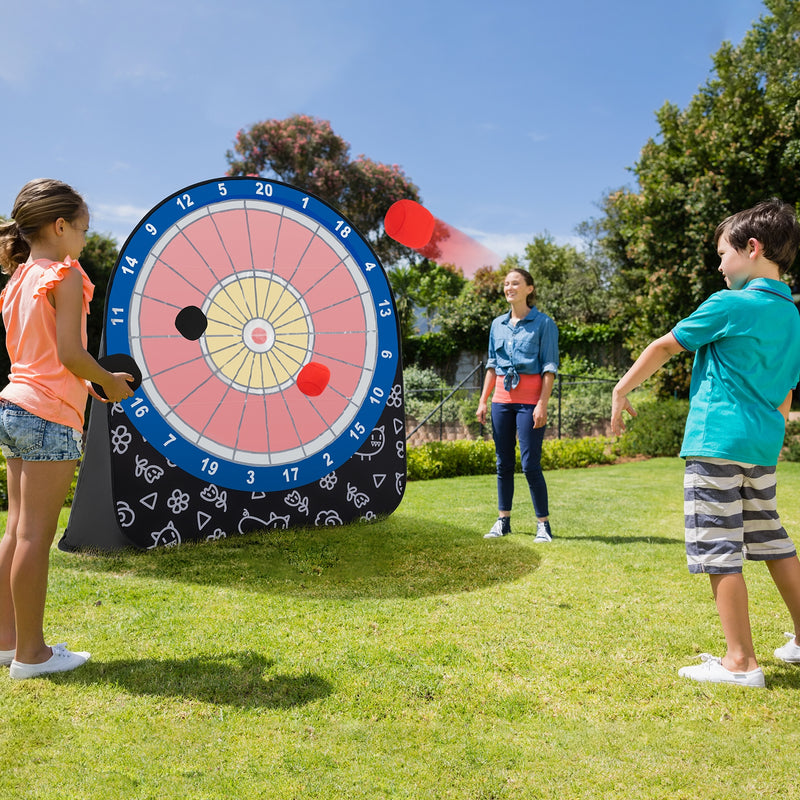 Large Dart Board for Kids with 4 Kick Balls-Black