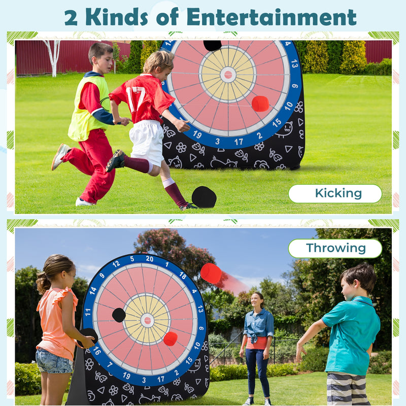 Large Dart Board for Kids with 4 Kick Balls-Black