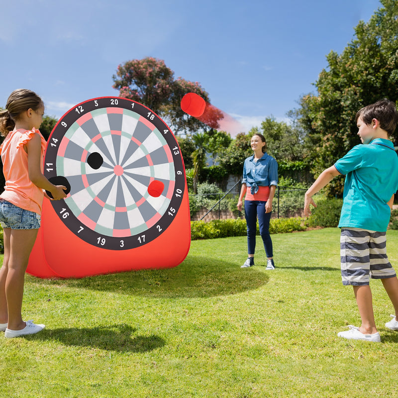 Large Dart Board for Kids with 4 Kick Balls-Red