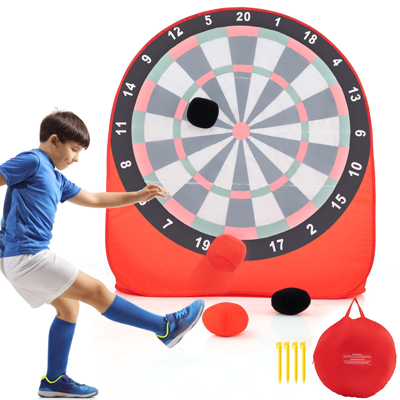 Large Dart Board for Kids with 4 Kick Balls-Red