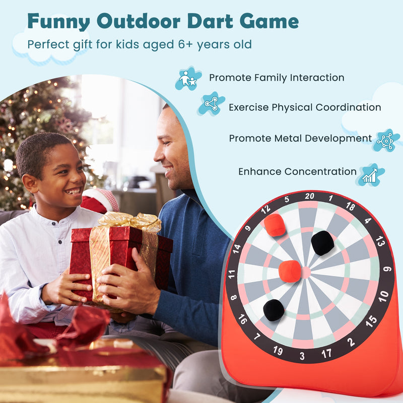 Large Dart Board for Kids with 4 Kick Balls-Red