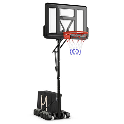 7.9-10 Feet Portable Basketball Hoop System with Sturdy Base and Wheels-Black