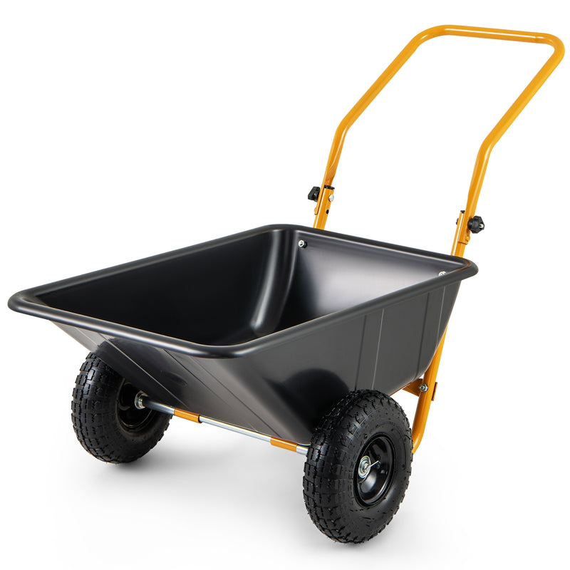 Dual-Wheel Wheelbarrow Garden Utility Cart with Pneumatic Tires-Black