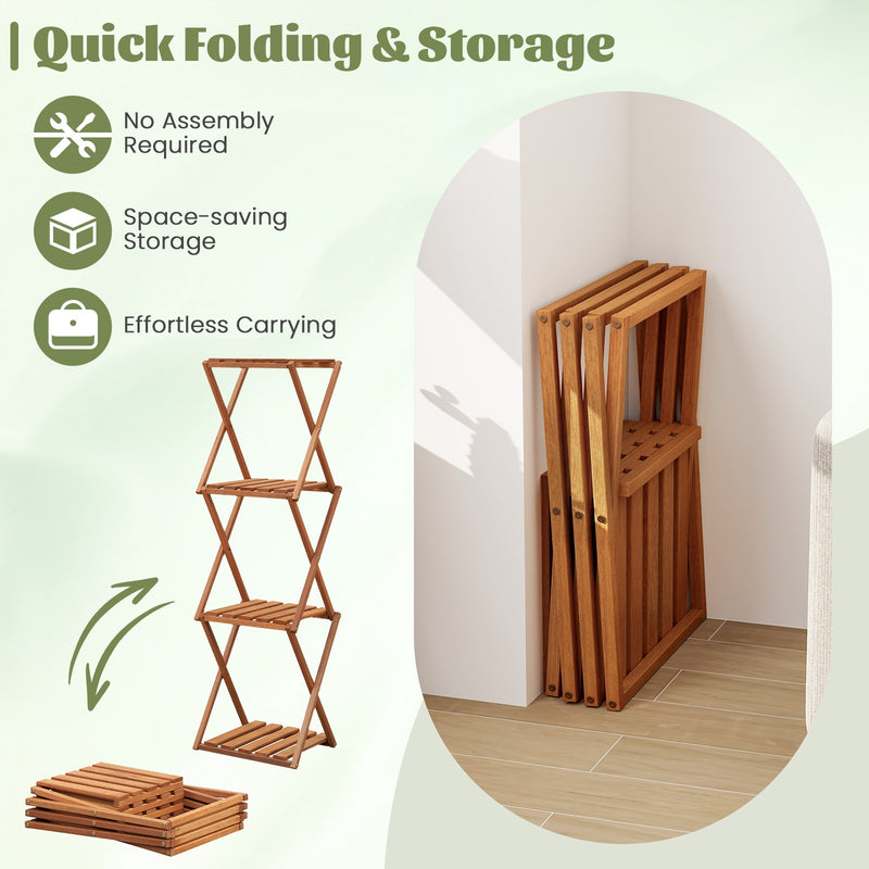 4-Tier Folding Plant Rack and Free Standing Shoe Rack