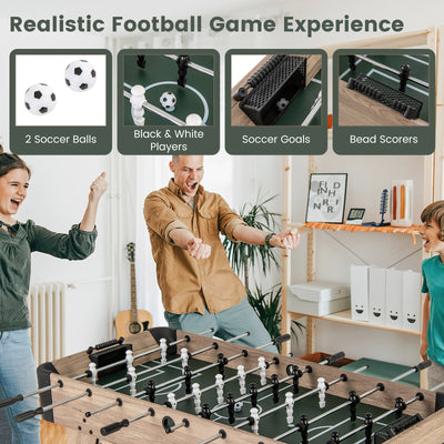 54 Inch Foosball Table Arcade Soccer Game Table with 2 Balls and 26 Players-Natural