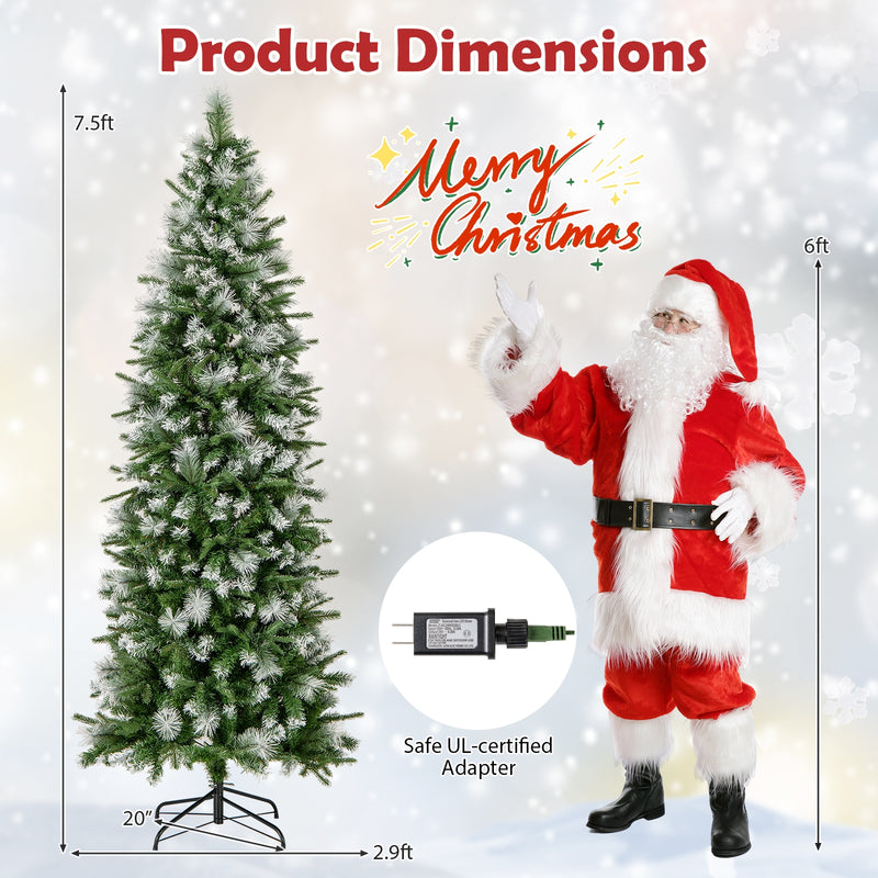 6/7.5/9 FT Artificial Christmas Tree with Warm-White LED Lights-M