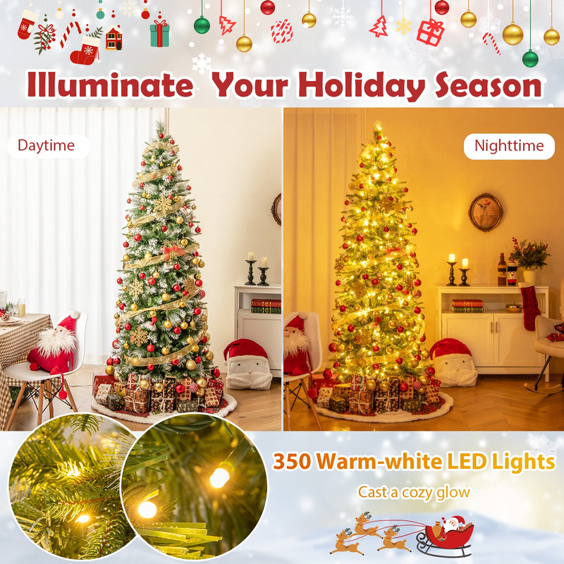 6/7.5/9 FT Artificial Christmas Tree with Warm-White LED Lights-M