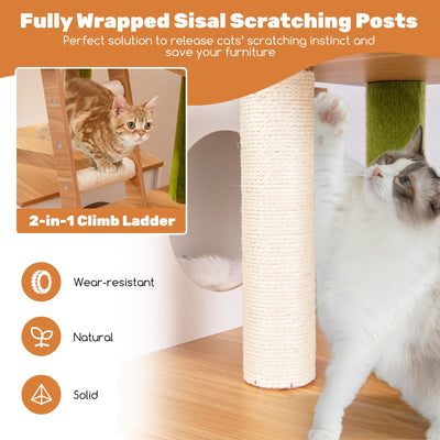 Hidden Cat Washroom with Cat Tower for Indoor Cats-White