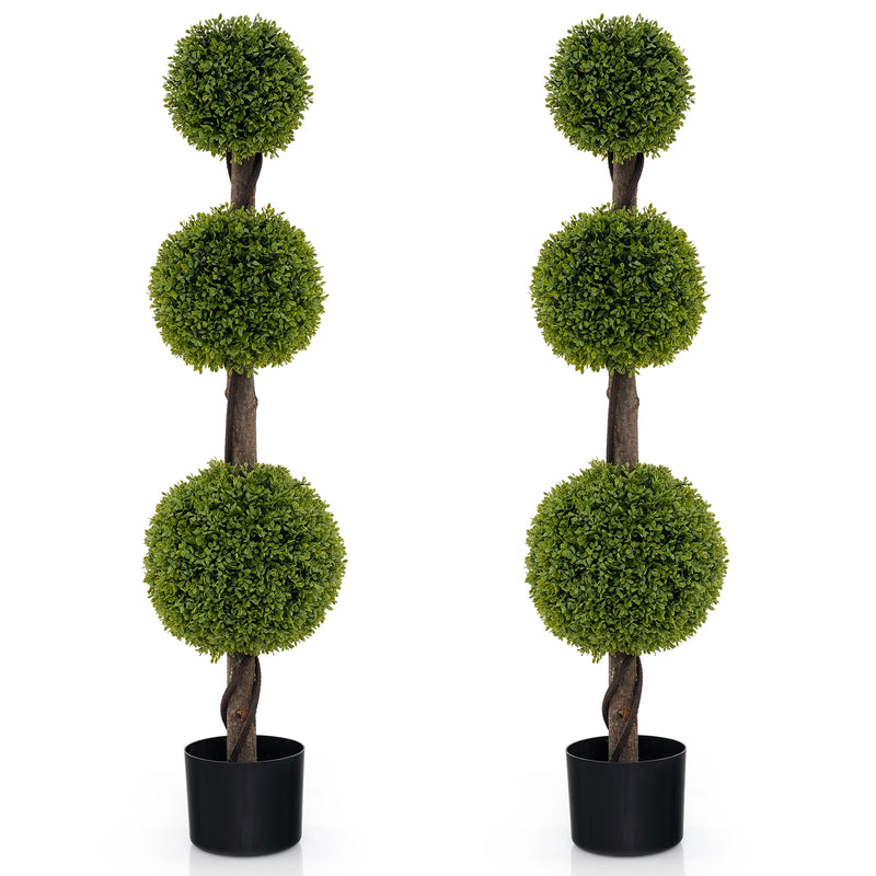 4 FT Artificial Ball Shape Bush Tree with Lush PE leaves and Trunk