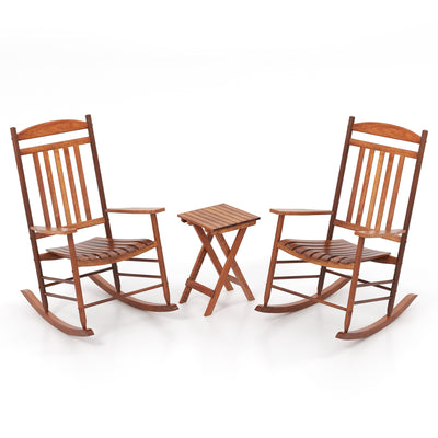 3-piece Outdoor Poplar Wood Rocking Bistro Set-Natural