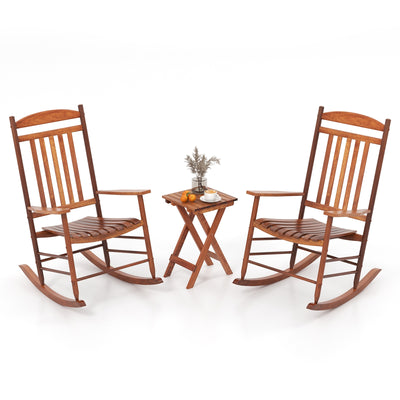 3-piece Outdoor Poplar Wood Rocking Bistro Set-Natural