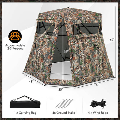 360° One Way See Through Ground Hunting Blind for Deer and Turkey Hunting