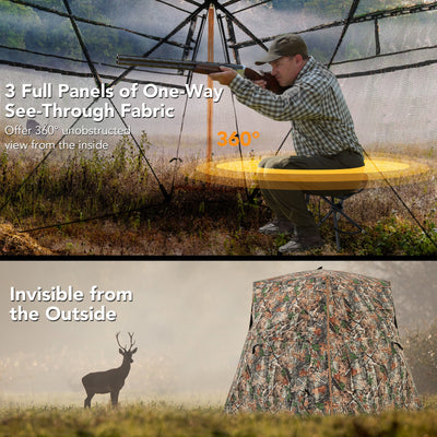 360° One Way See Through Ground Hunting Blind for Deer and Turkey Hunting