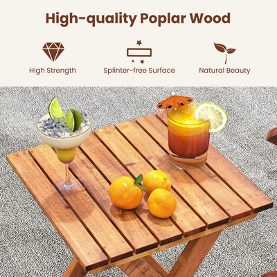 3-piece Outdoor Poplar Wood Rocking Bistro Set-Natural