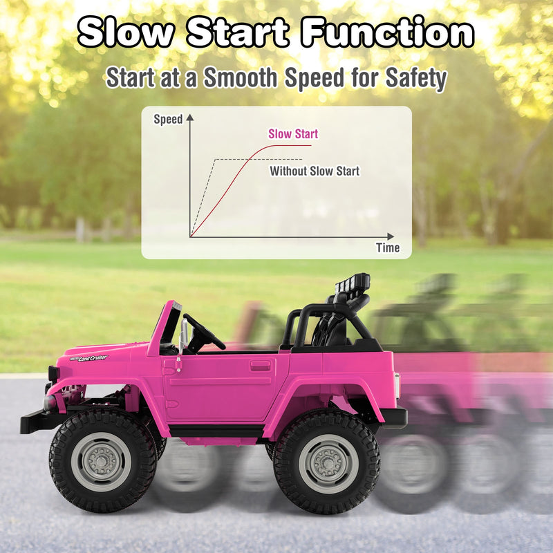 12V 2-Seat Licensed Kids Ride On Toyota FJ40 Car with 2.4G Remote Control-Pink