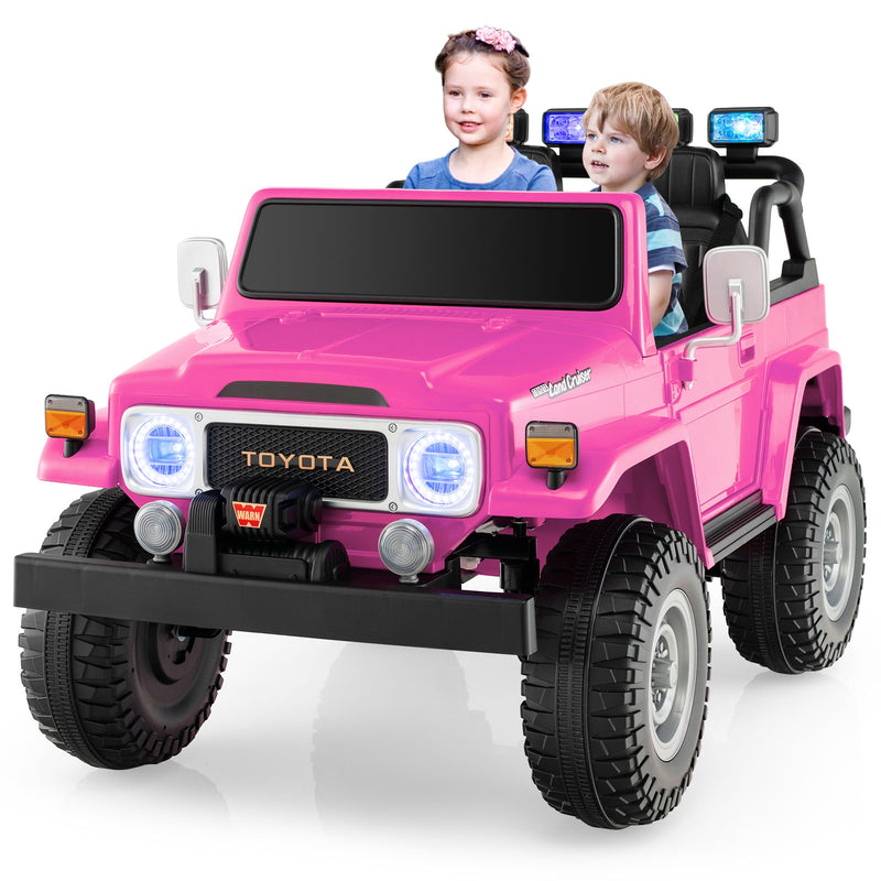 12V 2-Seat Licensed Kids Ride On Toyota FJ40 Car with 2.4G Remote Control-Pink