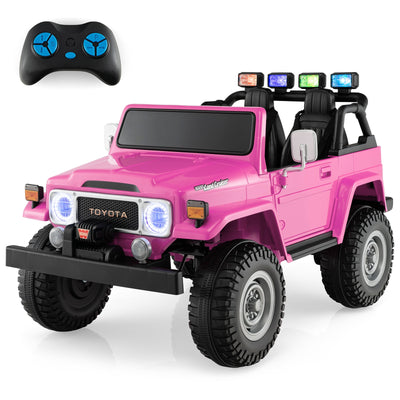 12V 2-Seat Licensed Kids Ride On Toyota FJ40 Car with 2.4G Remote Control-Pink