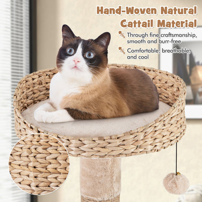 59 Inches Cat Tree with Perch and Soft Hammock for Indoor Cats-Beige