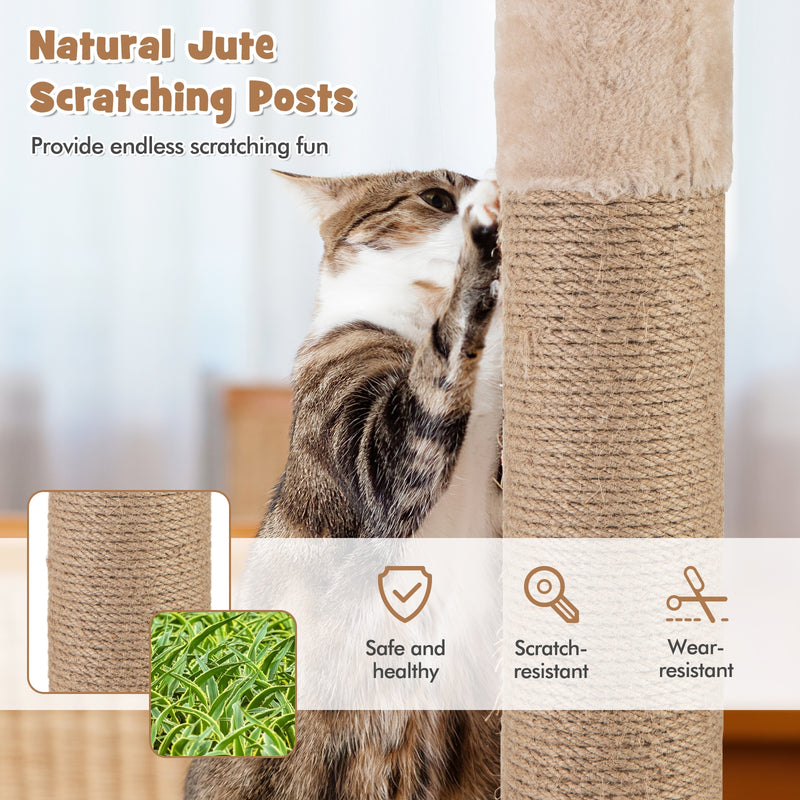 59 Inches Cat Tree with Perch and Soft Hammock for Indoor Cats-Beige