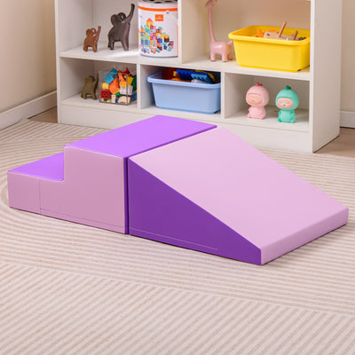 2-Piece Step and Slide Climber for Infants and Toddlers Baby Soft Play Set Foam Blocks-Purple