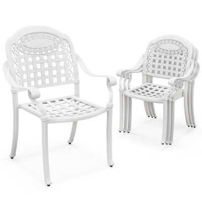 Cast Aluminum Patio Chairs Set of 2 with Armrests-White