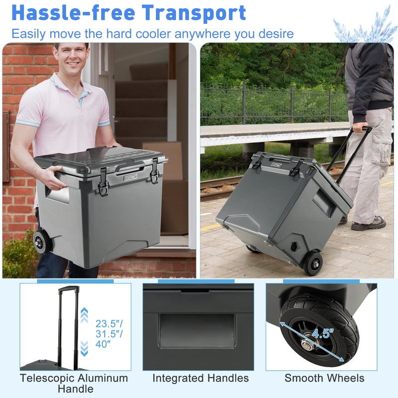 42 Quart Hard Cooler with Wheels and Handle