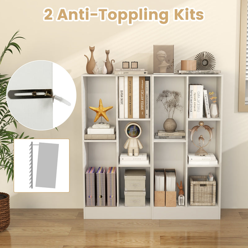 41 Inches 5-Cube Floor Bookcase with 2 Anti-Tipping Kits-White