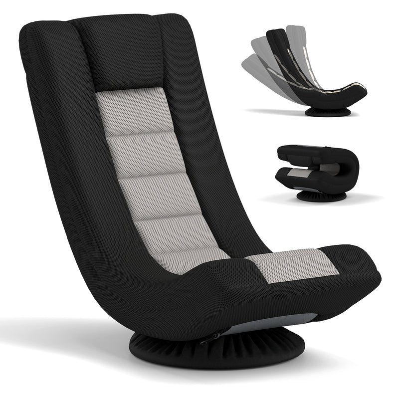 360° Swivel Gaming Chair with 4 Adjustable Position-Black and Gray