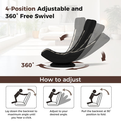 360° Swivel Gaming Chair with 4 Adjustable Position-Black and Gray