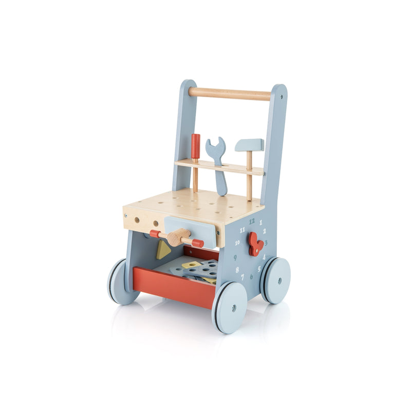 2-in-1 Toddler Wooden Baby Push Walker with Multi-Activity Center