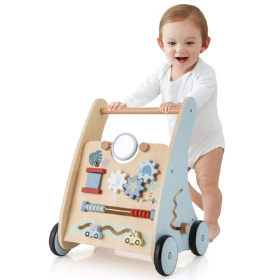 Wooden Baby Push and Pull Walker with Multi-Activity Learning Center