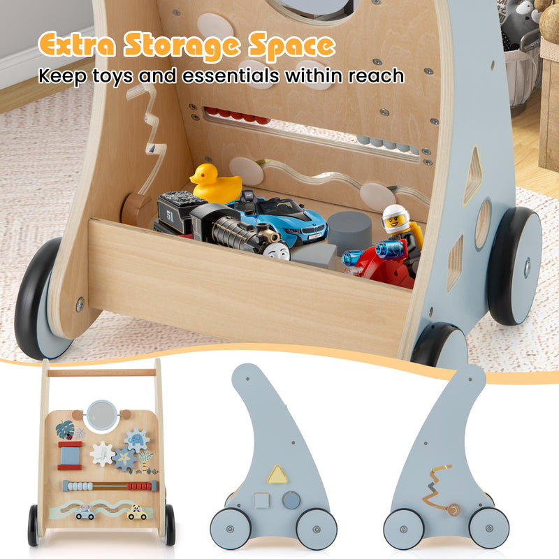 Wooden Baby Push and Pull Walker with Multi-Activity Learning Center