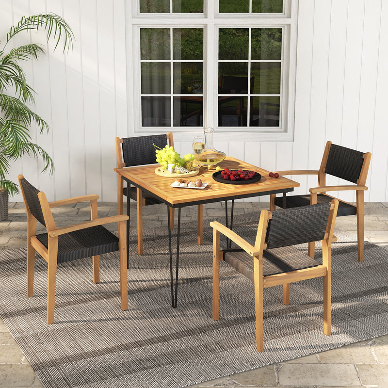 Set of 2 Stackable Outdoor Wicker Dining Chair