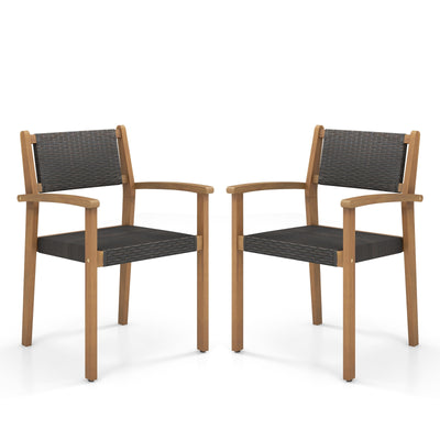 Set of 2 Stackable Outdoor Wicker Dining Chair