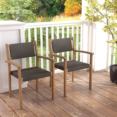 Set of 2 Stackable Outdoor Wicker Dining Chair