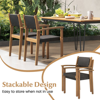 Set of 2 Stackable Outdoor Wicker Dining Chair