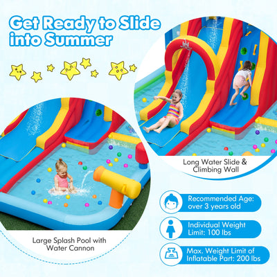 Inflatable Water Slide Water Park with Long Slide and Splash Pools and Ball Pit without Blower