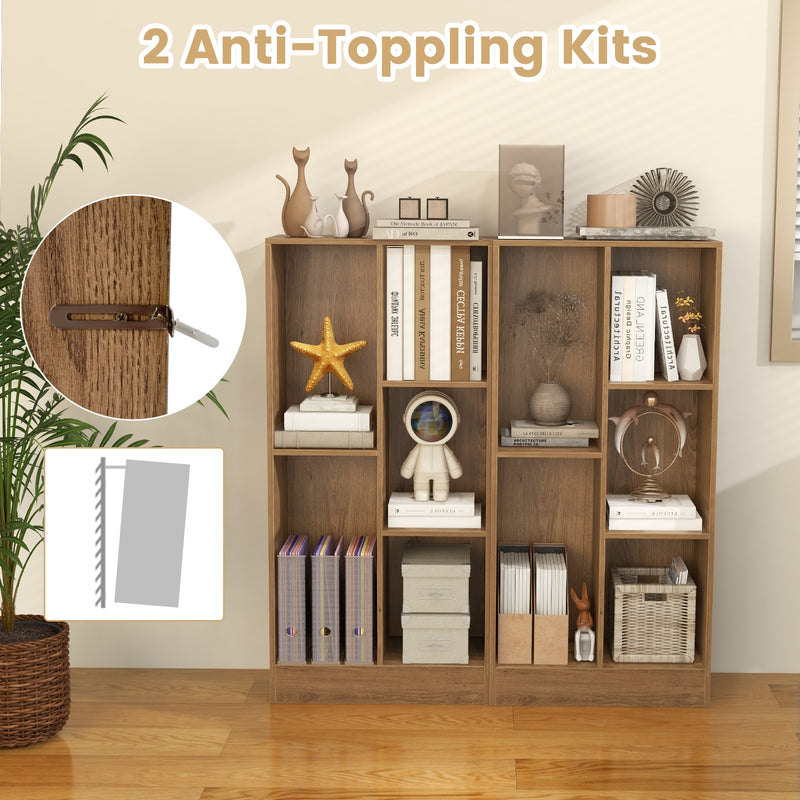 41 Inches 5-Cube Floor Bookcase with 2 Anti-Tipping Kits-Natural