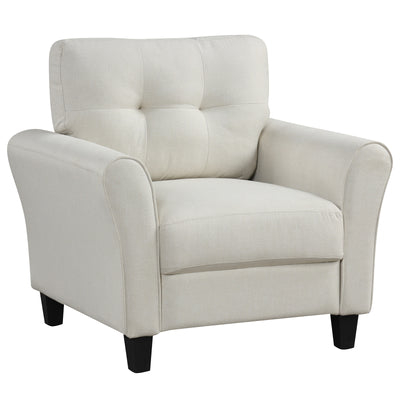 Modern Upholstered Accent Chair with Rubber Wood Legs-Beige