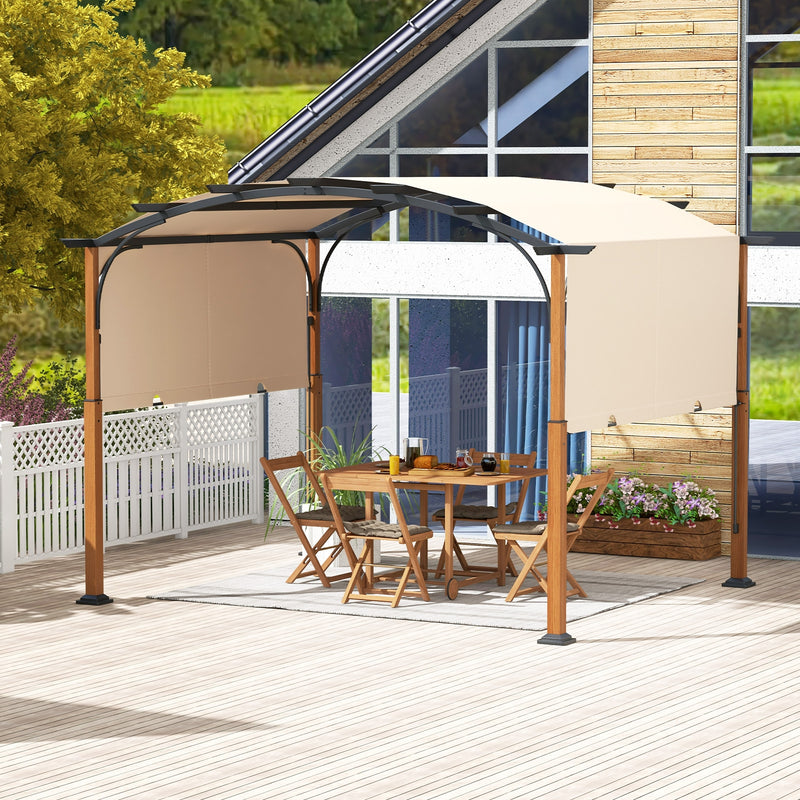 10 x 12 FT Outdoor Retractable Pergola with Retractable Canopy for Patio-Beige