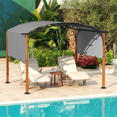 10 x 12 FT Outdoor Retractable Pergola with Retractable Canopy for Patio-Gray