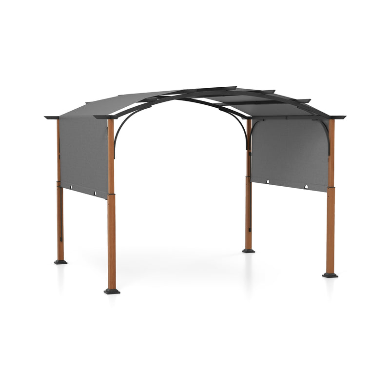 10 x 12 FT Outdoor Retractable Pergola with Retractable Canopy for Patio-Gray