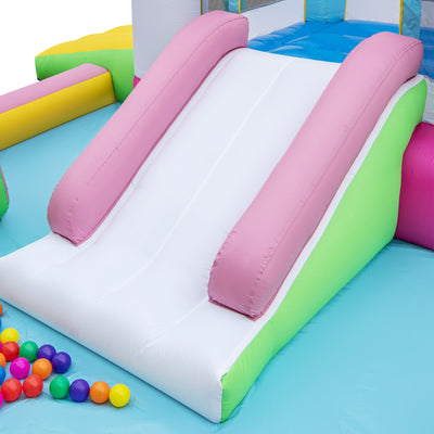 Inflatable Bounce House Bouncy Castle with Slide and Obstacle and Ball Pit without Blower