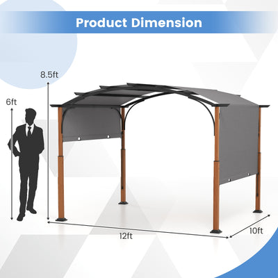 10 x 12 FT Outdoor Retractable Pergola with Retractable Canopy for Patio-Gray