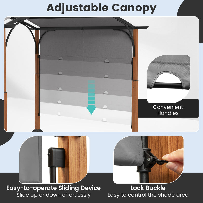 10 x 12 FT Outdoor Retractable Pergola with Retractable Canopy for Patio-Gray