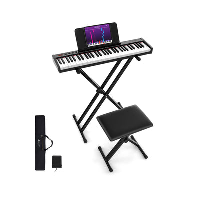 61-Key Portable Electronic Keyboard Piano Complete Digital Piano Set with Stand and Stool