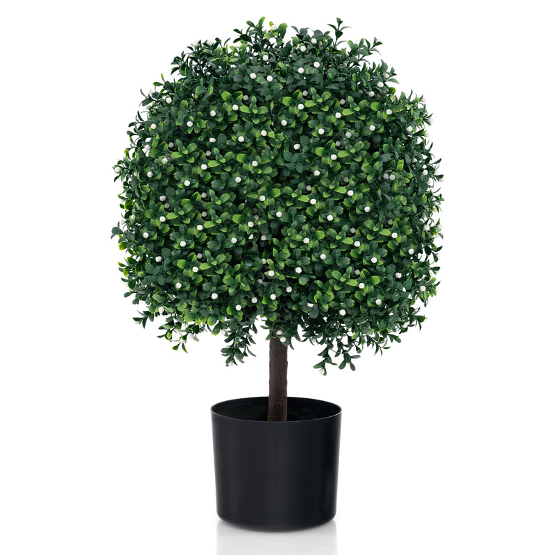 Artificial Boxwood Topiary Ball Tree Faux Bushes Ball Plants with UV Rated Leaves